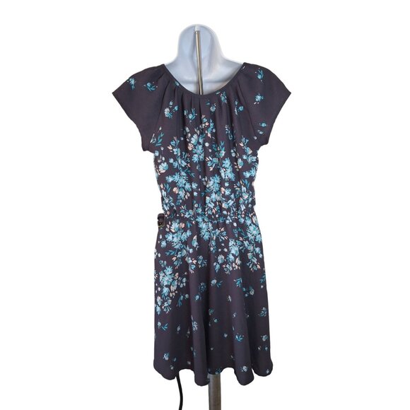 Lauren Conrad Womens Fit Flare Mini Dress XS Floral Blue Tie Waist Cottagecore - Picture 2 of 9